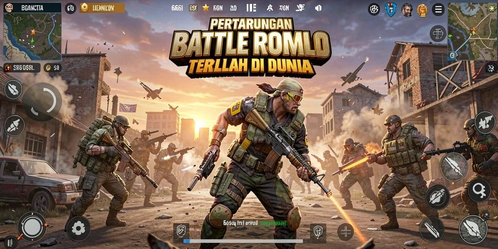 Gameplay seru di medan perang Battle Royale.