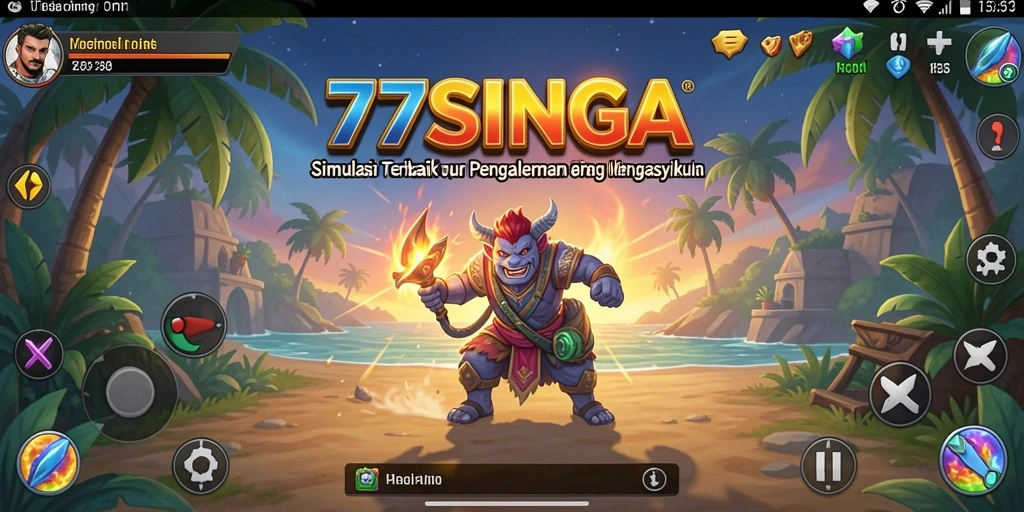 Screenshot gameplay 77SINGA menampilkan karakter dan lingkungan yang kaya.