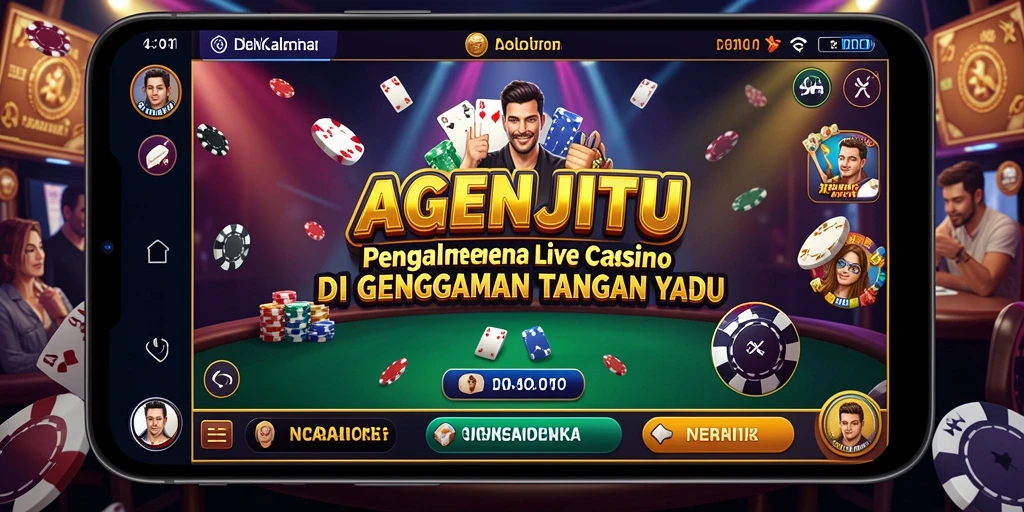 Screenshot permainan AGENJITU yang menampilkan dealer langsung dan antarmuka permainan yang menarik.