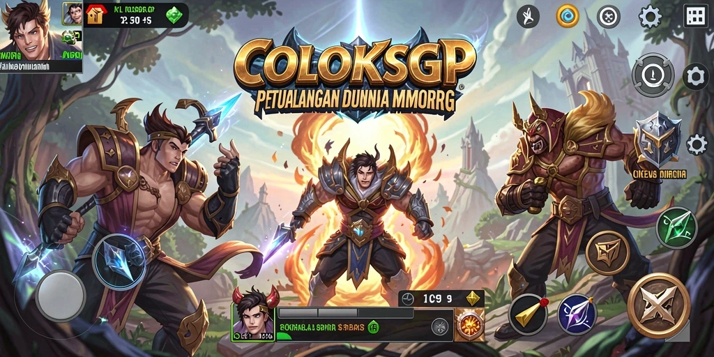 Screenshot COLOKSGP menunjukkan pertempuran epik antara karakter pemain.