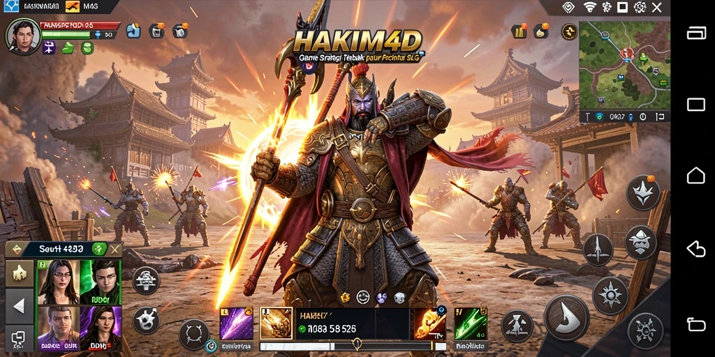 Tangkapan layar HAKIM4D yang menunjukkan aksi strategi gameplay SLG.