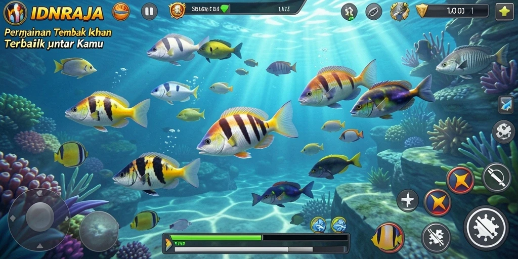 Tangkapan layar gameplay yang menampilkan aksi seru Tembak Ikan.