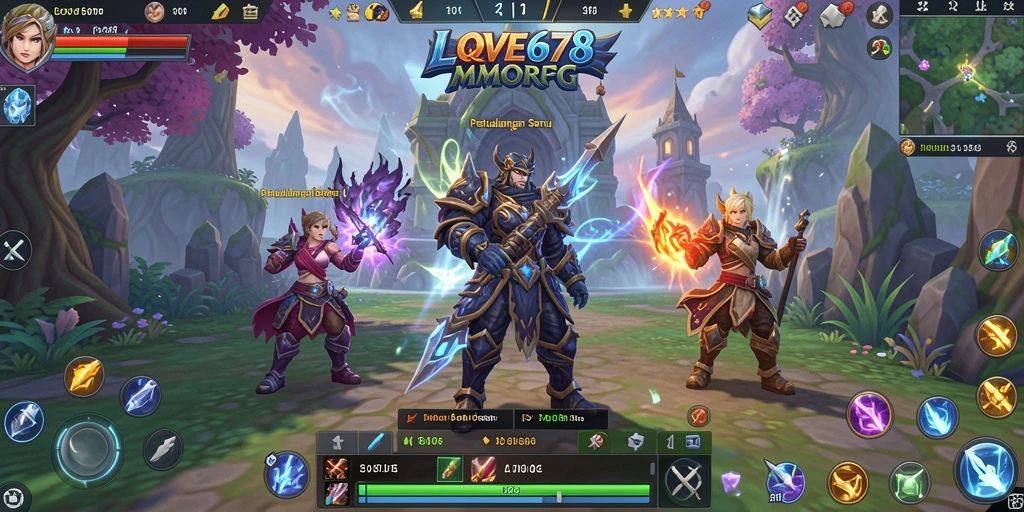 Tampilan gameplay <strong>LOVE678</strong> dengan pertarungan seru dan dunia yang luas.