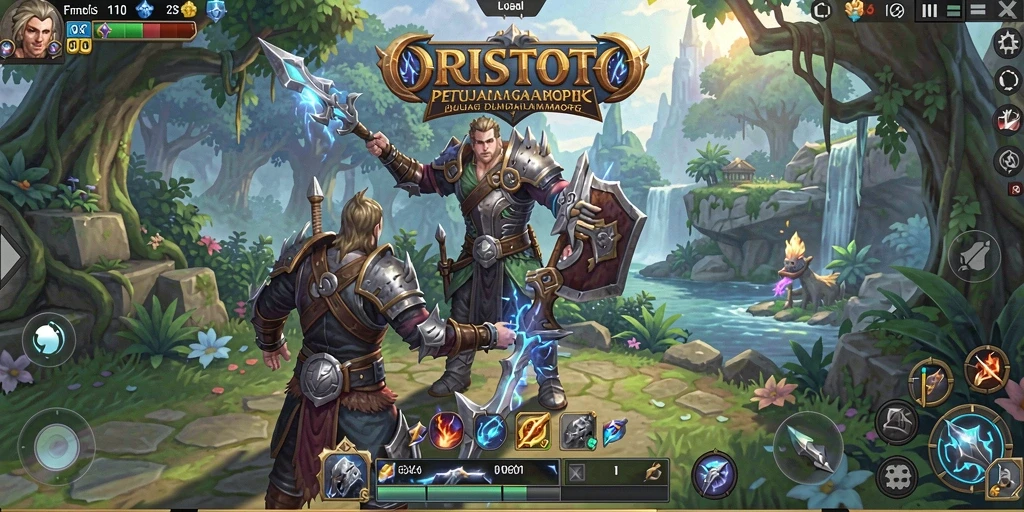 Screenshot gameplay ORISTOTO menampilkan aksi seru dalam pertempuran MMORPG.