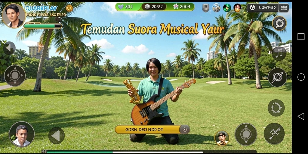 Tampilan screenshot utama QUARKPLAY menampilkan antarmuka musik yang menarik.