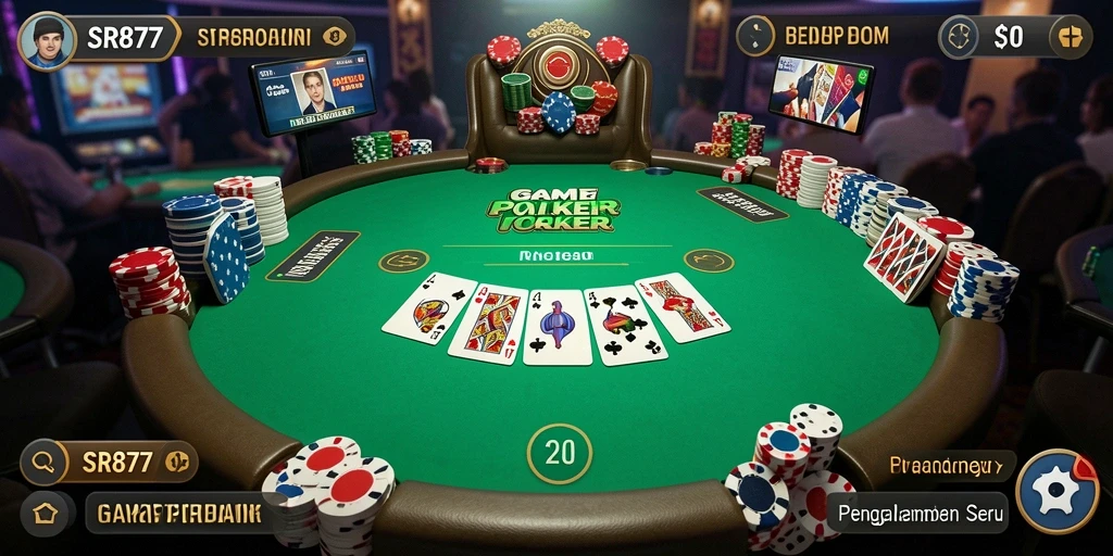 Screenshot gameplay menunjukkan serunya permainan Poker di SR877.