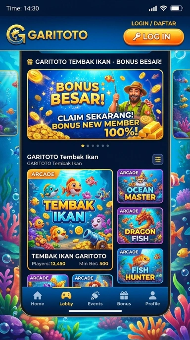 Tampilan aplikasi garitoto dengan berbagai pilihan aplikasi lengkap.
